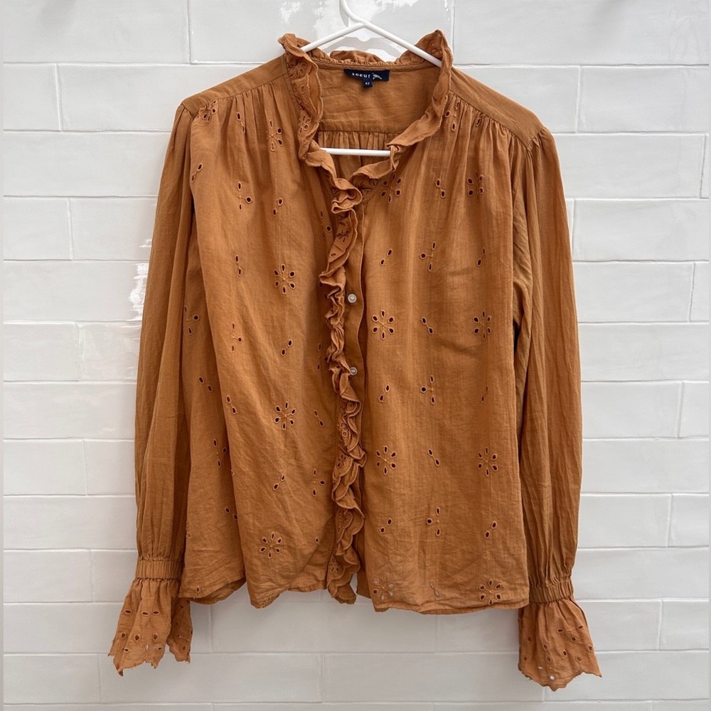 Soeur eyelet long sleeve blouse